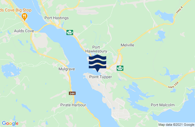 Carte des horaires des marées pour Port Hawkesbury, Canada