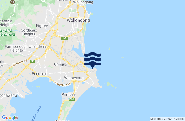 Carte des horaires des marées pour Port Kembla Beach, Australia