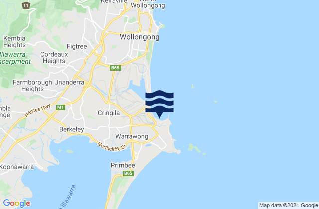 Carte des horaires des marées pour Port Kembla, Australia