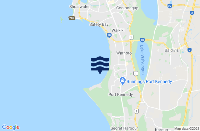Carte des horaires des marées pour Port Kennedy, Australia