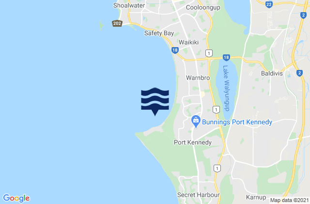 Carte des horaires des marées pour Port Kennedy, Australia