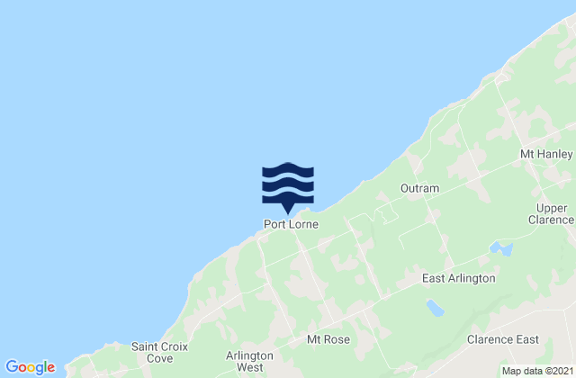 Carte des horaires des marées pour Port Lorne, Canada