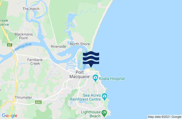 Carte des horaires des marées pour Port Macquarie-North Breakwall, Australia