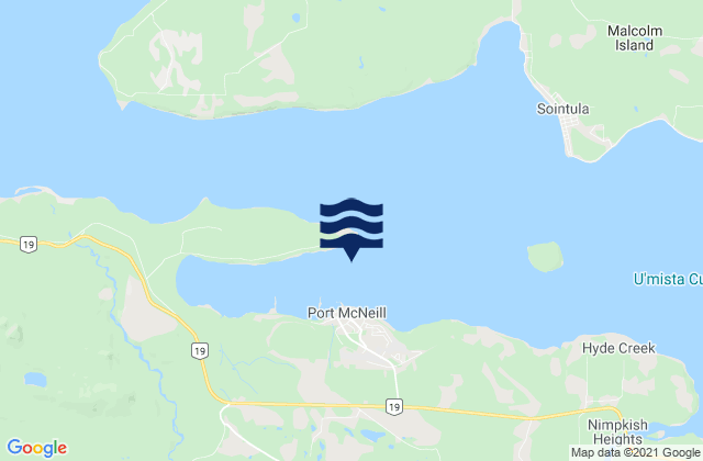 Carte des horaires des marées pour Port Mcneill, Canada