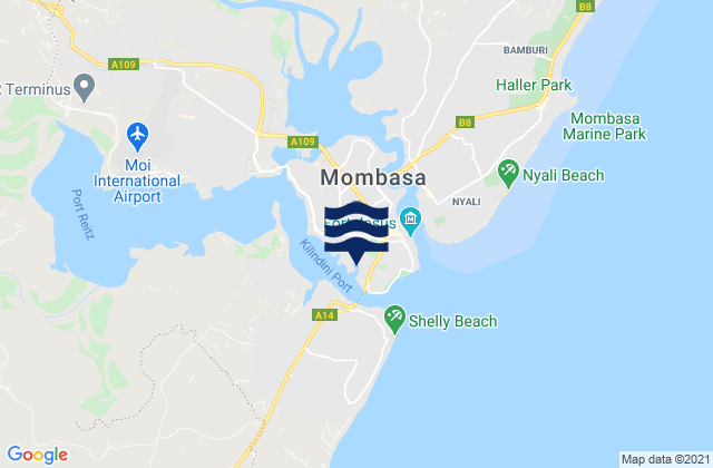 Carte des horaires des marées pour Port Mombasa (Kilindini), Kenya