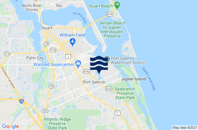 Carte des horaires des marées pour Port Salerno (Manatee Pocket), United States