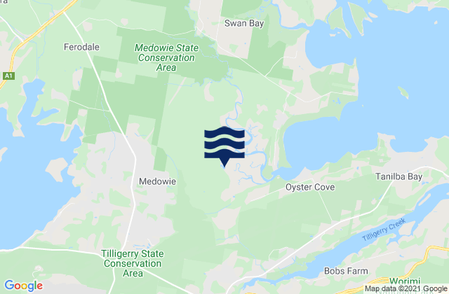 Carte des horaires des marées pour Port Stephens Shire, Australia