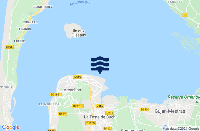 Carte des horaires des marées pour Port d'Arcachon, France