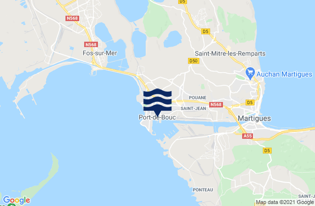 Carte des horaires des marées pour Port de Bouc, France