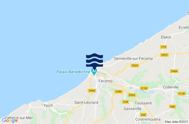 Carte des horaires des marées pour Port de Fécamp, France