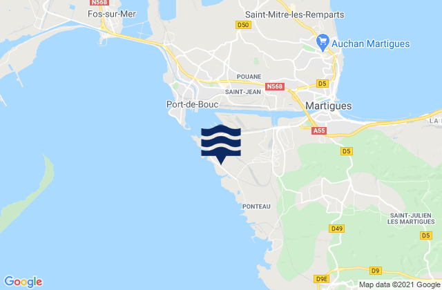 Carte des horaires des marées pour Port de Lavéra, France