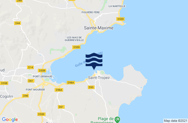 Carte des horaires des marées pour Port de Saint Tropez, France