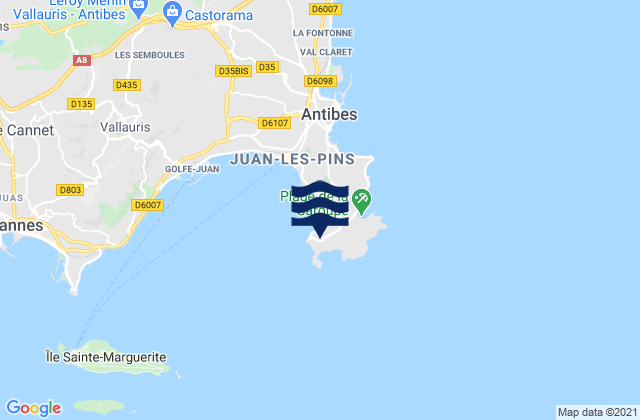 Carte des horaires des marées pour Port de l'Olivette, France