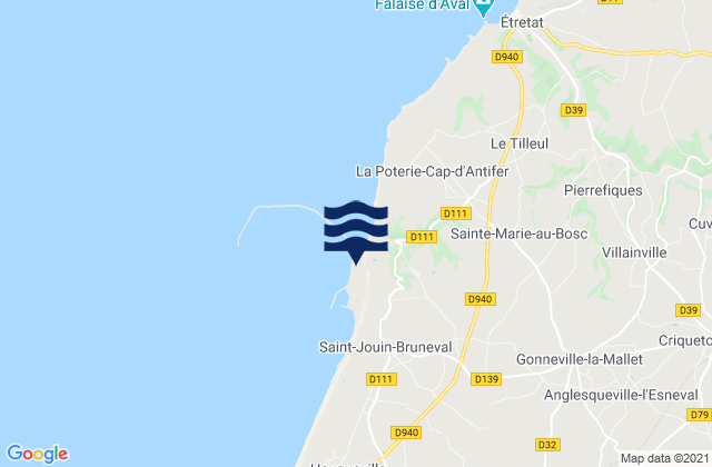 Carte des horaires des marées pour Port du Havre-Antifer, France