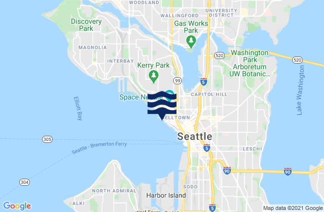 Carte des horaires des marées pour Port of Seattle, United States