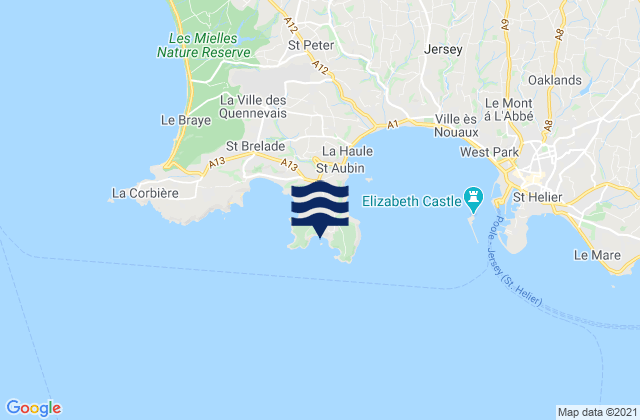 Carte des horaires des marées pour Portelet Bay Beach, France