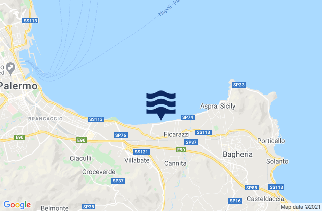 Carte des horaires des marées pour Portella di Mare, Italy