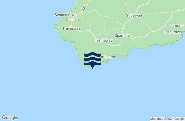 Carte des horaires des marées pour Porthgwarra Beach, United Kingdom