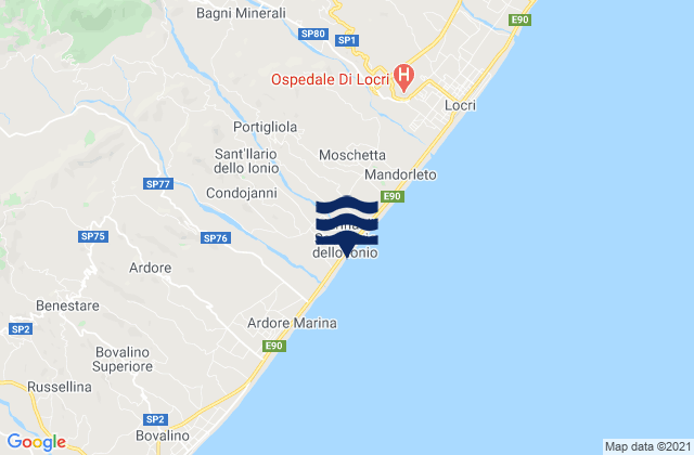Carte des horaires des marées pour Portigliola, Italy