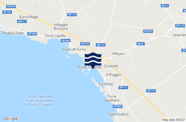 Carte des horaires des marées pour Porto Cesareo, Italy
