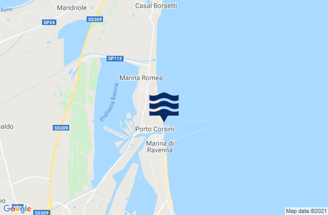 Carte des horaires des marées pour Porto Corsini, Italy