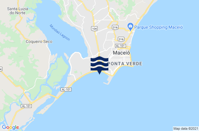 Carte des horaires des marées pour Porto De Maceio, Brazil