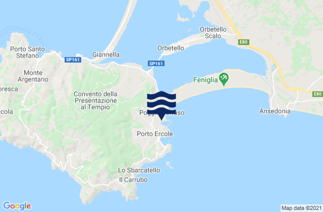 Carte des horaires des marées pour Porto Ercole, Italy