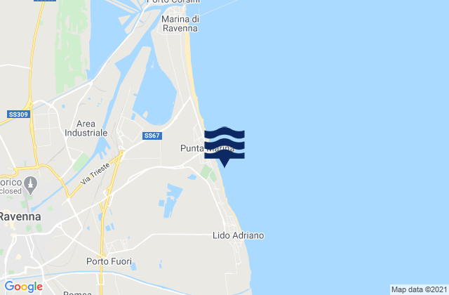 Carte des horaires des marées pour Porto Fuori, Italy