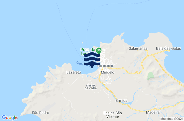 Carte des horaires des marées pour Porto Grande, Cabo Verde