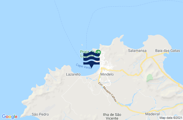 Carte des horaires des marées pour Porto Grande Sao Vincente Island, Cabo Verde