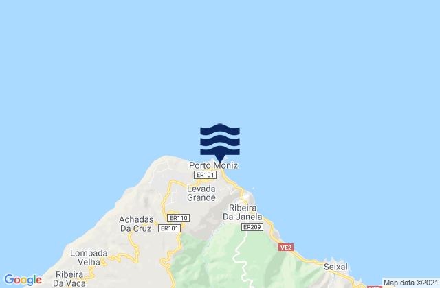 Carte des horaires des marées pour Porto Moniz Madeira Island, Portugal