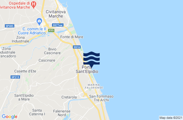 Carte des horaires des marées pour Porto Sant'Elpidio, Italy