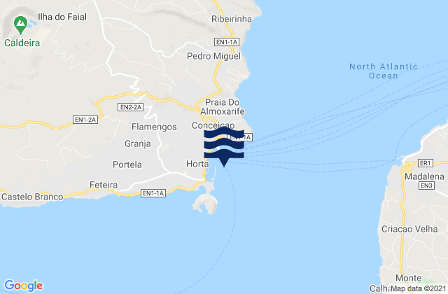 Carte des horaires des marées pour Porto da Horta Ilha do Faial, Portugal