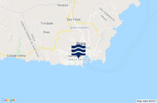 Carte des horaires des marées pour Porto da Praia Sao Tiago Island, Cabo Verde