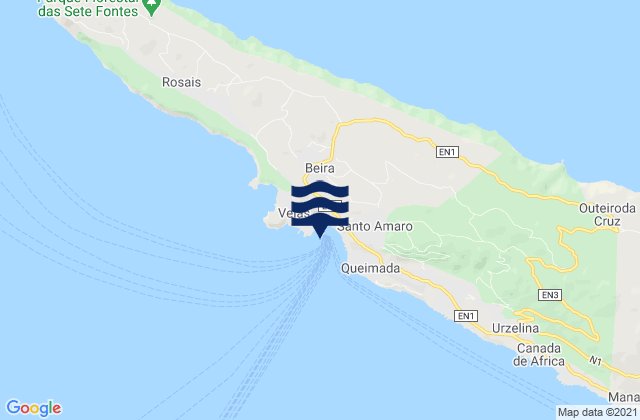 Carte des horaires des marées pour Porto da Velas, Portugal