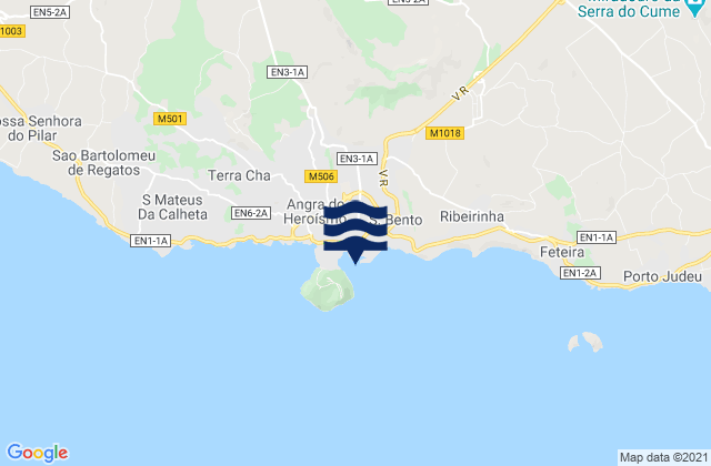 Carte des horaires des marées pour Porto de Angra Ilha Terceira, Portugal