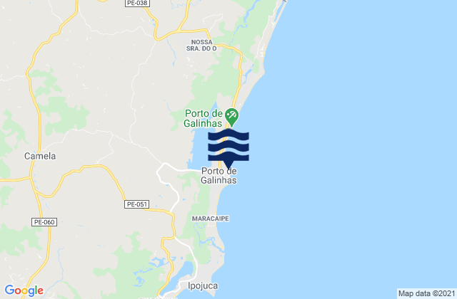Carte des horaires des marées pour Porto de Galinhas, Brazil