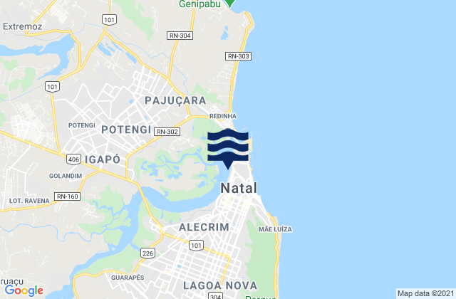 Carte des horaires des marées pour Porto de Natal, Brazil