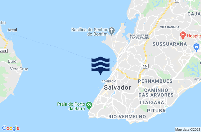 Carte des horaires des marées pour Porto de Salvador, Brazil