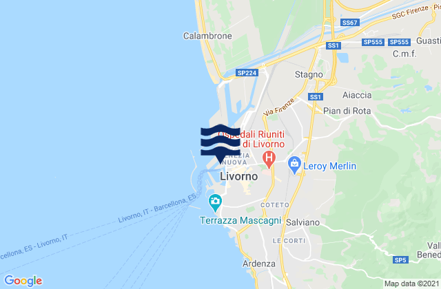 Carte des horaires des marées pour Porto di Livorno, Italy