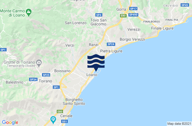 Carte des horaires des marées pour Porto di Loano, Italy