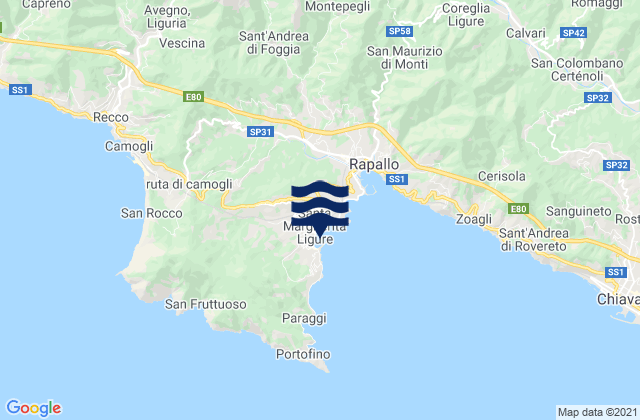 Carte des horaires des marées pour Porto di Santa Margherita Ligure, Italy