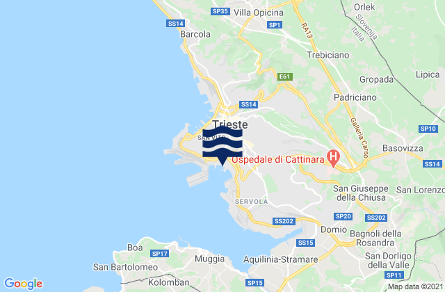 Carte des horaires des marées pour Porto di Trieste, Italy