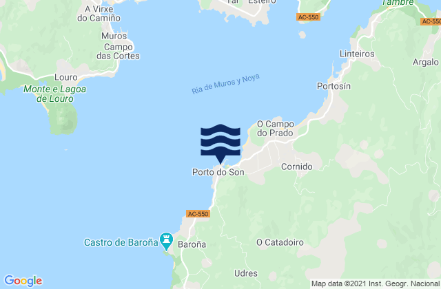 Carte des horaires des marées pour Porto do Son, Spain