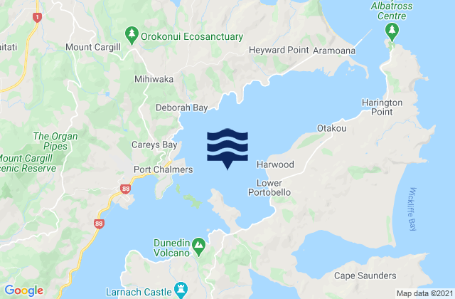 Carte des horaires des marées pour Portobello Bay, New Zealand