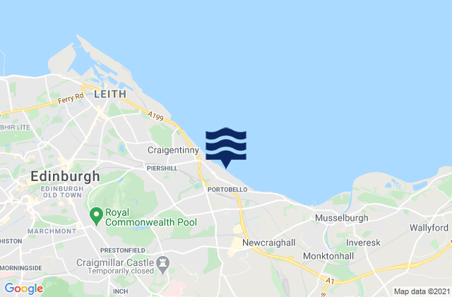 Carte des horaires des marées pour Portobello Beach, United Kingdom