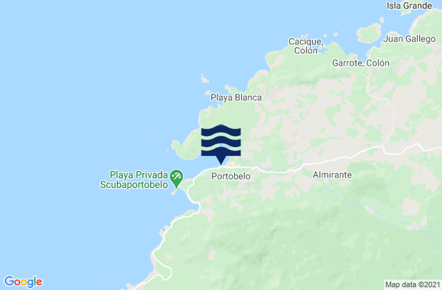 Carte des horaires des marées pour Portobelo, Panama