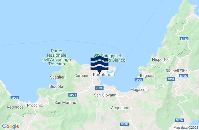 Carte des horaires des marées pour Portoferraio, Italy