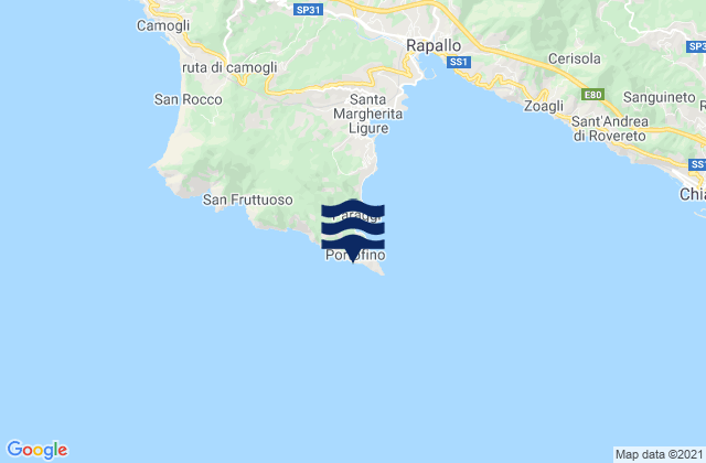 Carte des horaires des marées pour Portofino, Italy