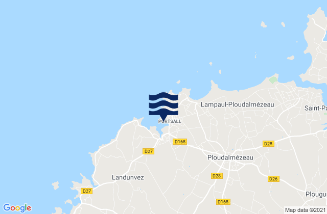 Carte des horaires des marées pour Portsall, France